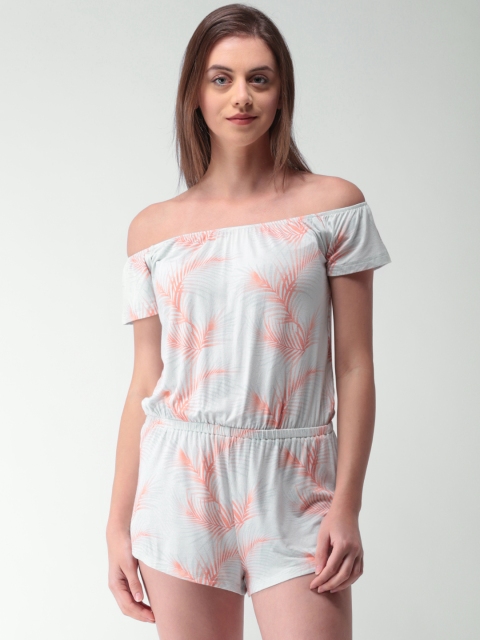 

FOREVER 21 Blue & Orange Printed Playsuit