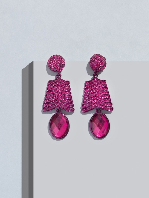 

Pipa Bella Pink Stone-Studded Drop Earrings