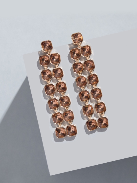

Pipa Bella Brown Stone-Studded Drop Earrings