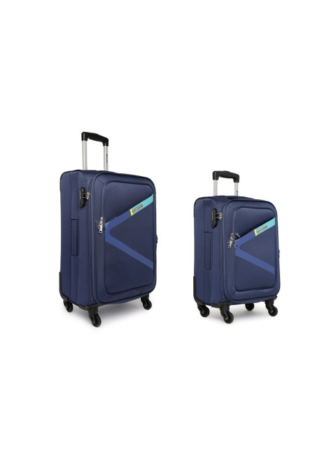 

Safari Unisex Set of 2 Navy Greater Small & Medium Size Trolley Bags, Navy blue