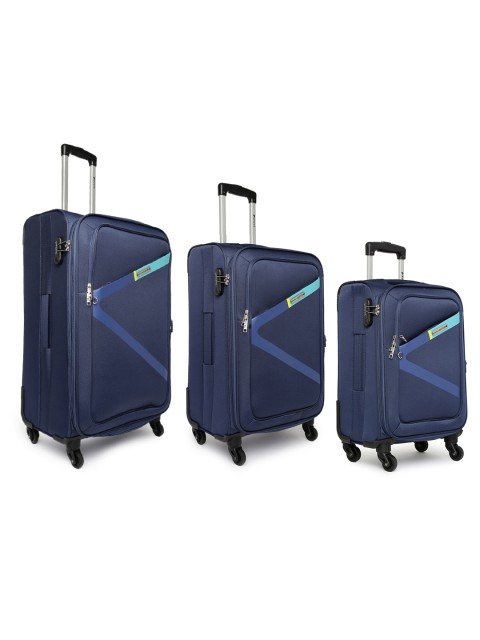 

Safari Unisex Set of 3 Blue Trolley Bags in Small, Medium & Large Sizes
