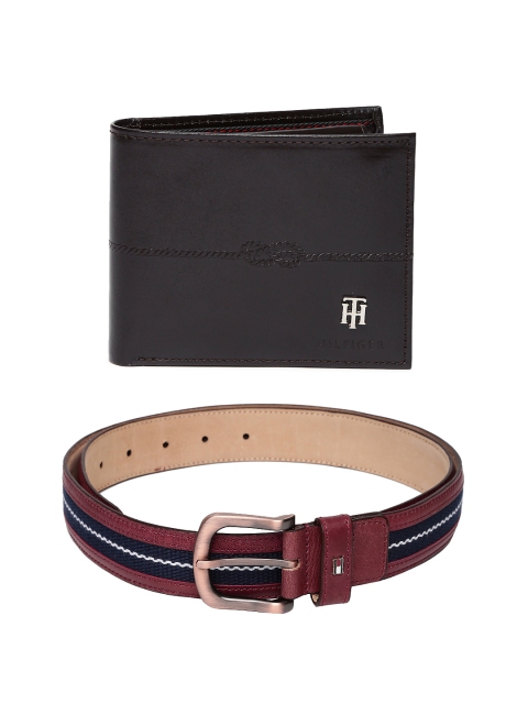 

Tommy Hilfiger Men Leather Wallet & Belt, Burgundy