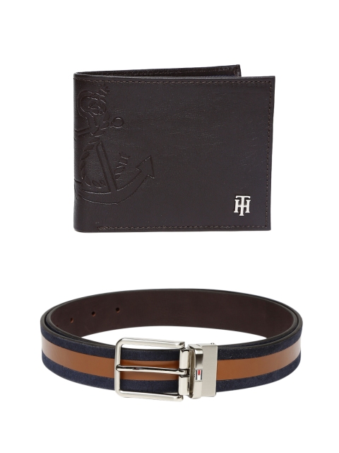 

Tommy Hilfiger Men Genuine Leather Wallet & Reversible Belt, Navy blue