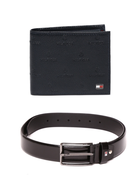 

Tommy Hilfiger Men Textured Leather Wallet & Belt, Black