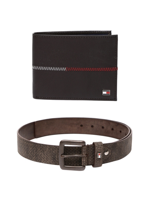 

Tommy Hilfiger Men Textured Leather Wallet & Belt, Brown