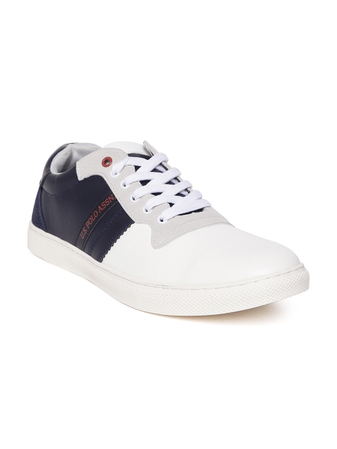 

U.S. Polo Assn. Men White & Navy Colourblocked Sneakers