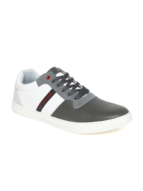 

U.S. Polo Assn. Men Charcoal Grey & White Colourblocked Sneakers