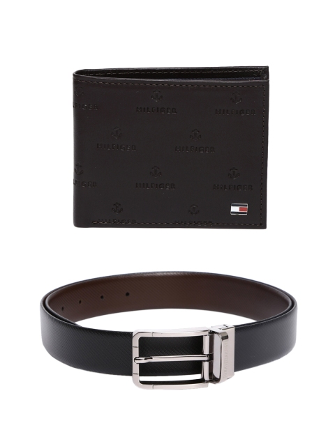 

Tommy Hilfiger Men Self-Design Leather Wallet & Reversible Belt, Black