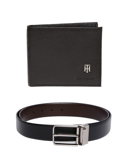 

Tommy Hilfiger Men Leather Wallet & Reversible Belt, Black
