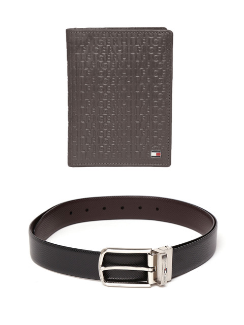 

Tommy Hilfiger Men Textured Leather Wallet & Reversible Belt, Black