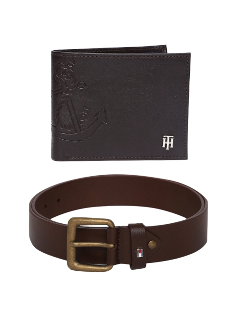 

Tommy Hilfiger Men Textured Leather Wallet & Belt, Brown