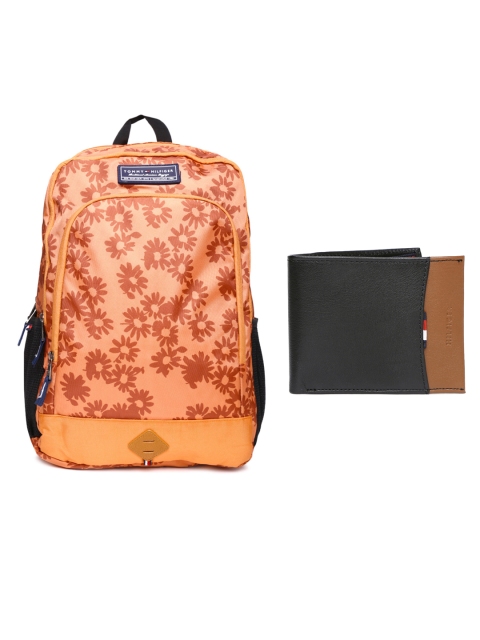 

Tommy Hilfiger Men Genuine Leather Wallet & Unisex Printed Backpack, Black