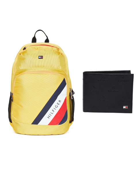 

Tommy Hilfiger Men Genuine Leather Wallet & Unisex Laptop Backpack, Black