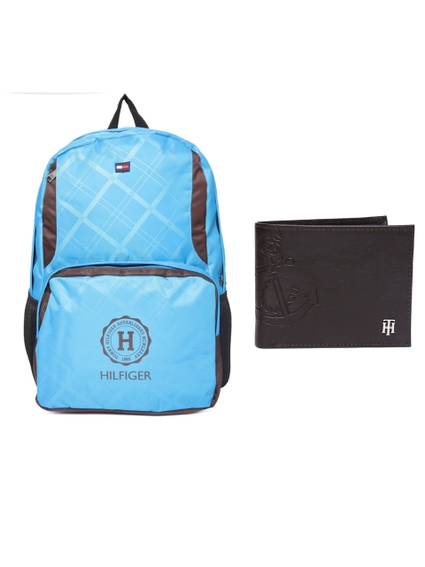 

Tommy Hilfiger Men Genuine Leather Wallet & Unisex Printed Backpack, Brown