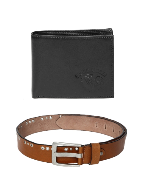 

Flying Machine Men Leather Wallet & Belt, Brown