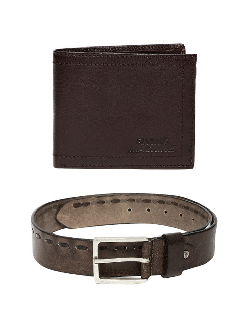 

Flying Machine Men Brown Leather Wallet & Belt