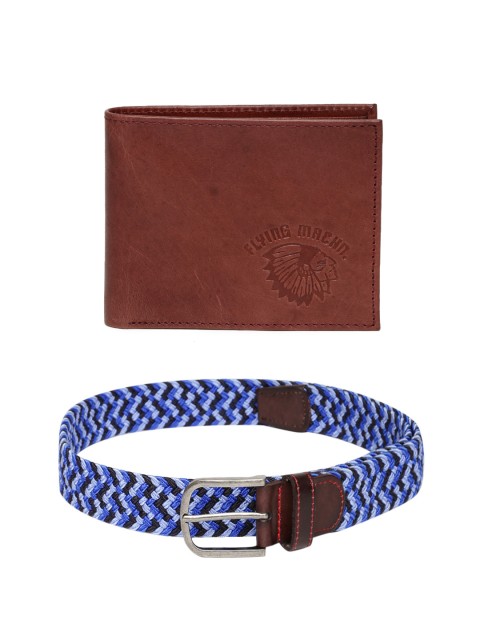 

Flying Machine Men Belt & Leather Wallet, Blue