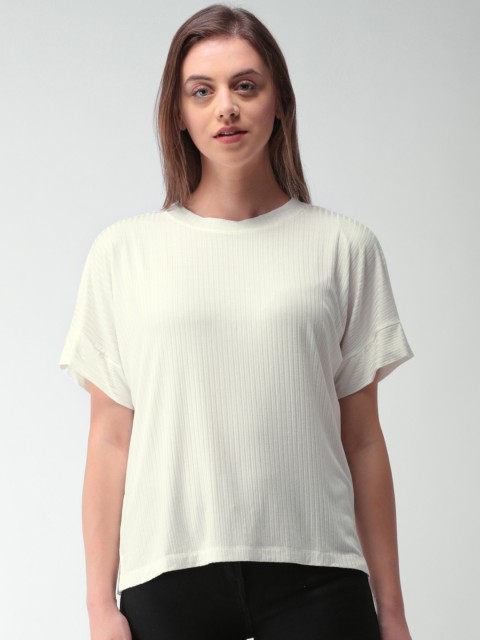

FOREVER 21 Women White Self Design Top