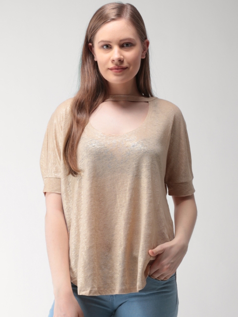 

FOREVER 21 Women Gold-Toned Solid Boxy Top