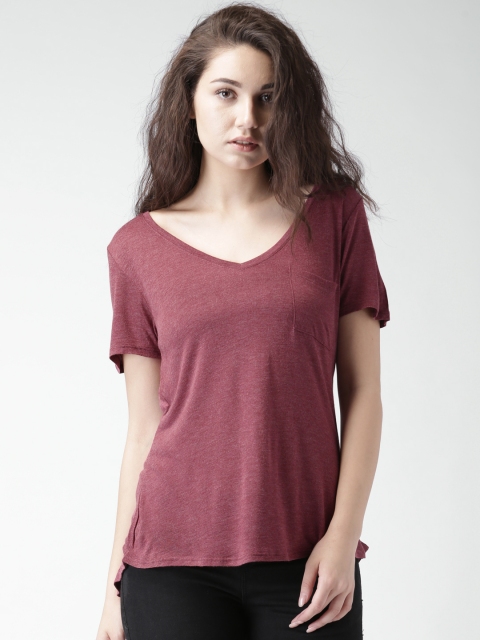 

FOREVER 21 Women Burgundy Solid Top