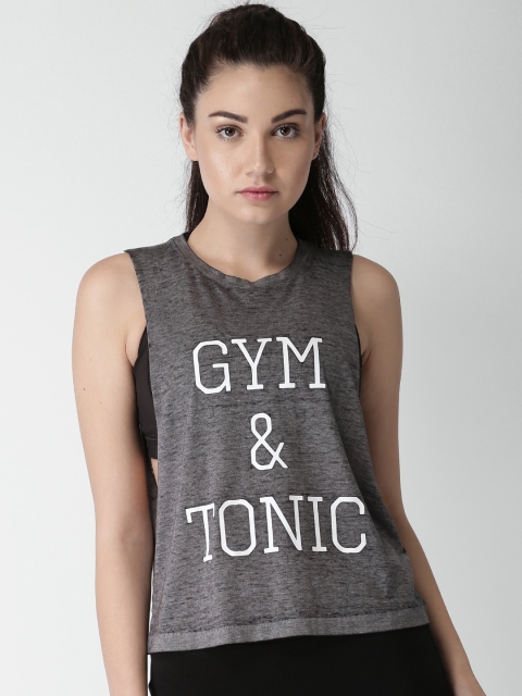

FOREVER 21 Women Grey Melange Printed Top