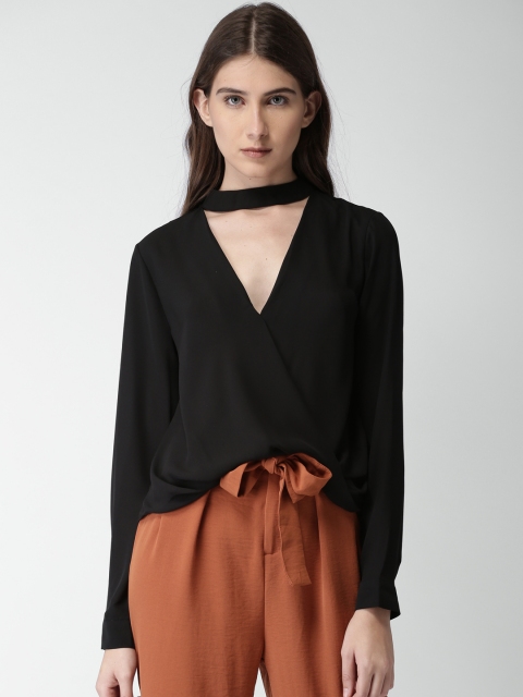 

FOREVER 21 Women Black Solid Top