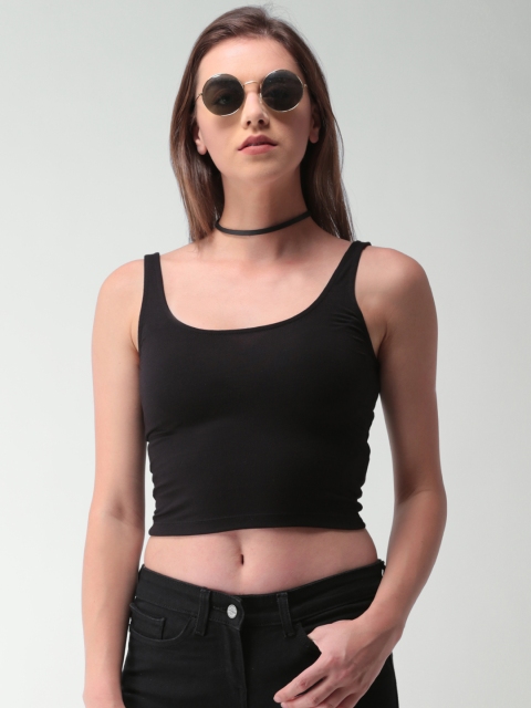 

FOREVER 21 Women Black Solid Tank Top