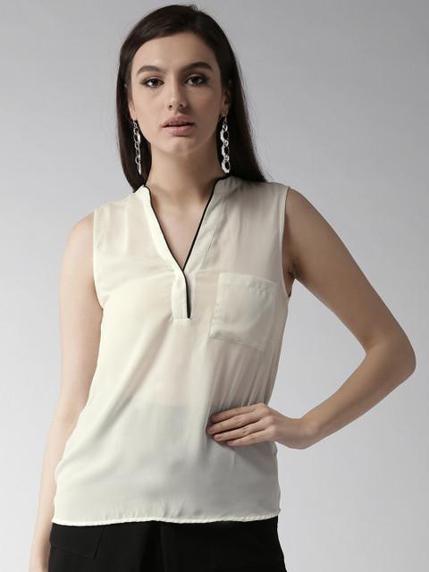 

FOREVER 21 Women Off-White Solid Top