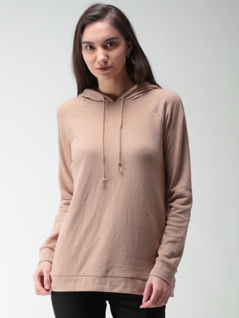 

FOREVER 21 Women Nude Solid Hooded Sweatshirt