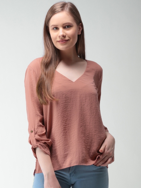 

FOREVER 21 Women Peach-Coloured Solid Top