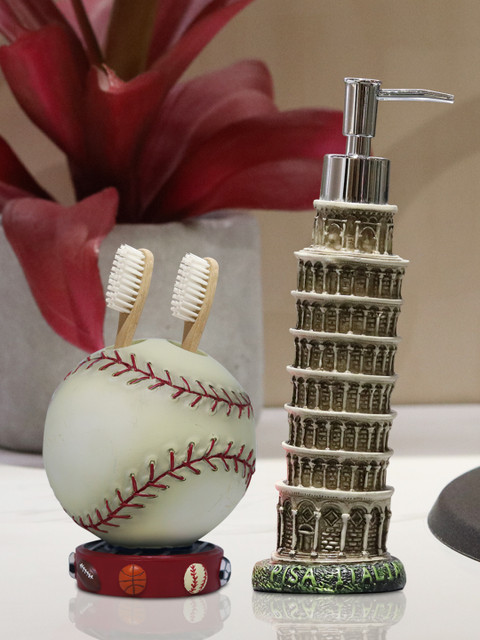 

Shresmo Set of 2 Off-White & Beige Textured Bathroom Accessories
