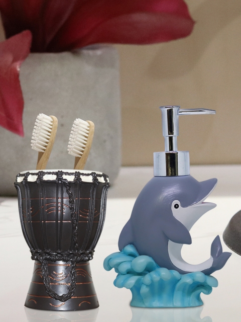 

Shresmo Set of 2 Grey & Brown Textured Bathroom Accessories