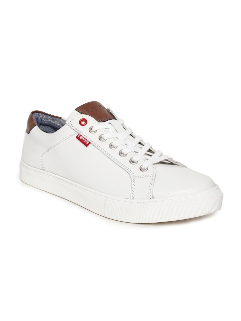 

Levis Men White Prellude Leather Sneakers