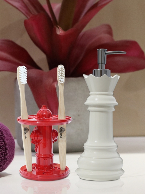 

Shresmo Set of 2 White & Red Bathroom Accessories