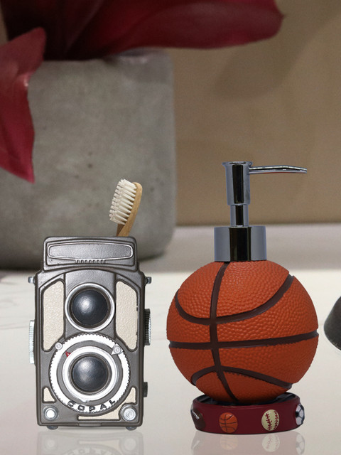 

Shresmo Set of 2 Orange & Grey Textured Bathroom Accessories
