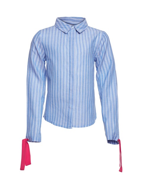

Oxolloxo Girls Blue & White Comfort Fit Striped Casual Shirt