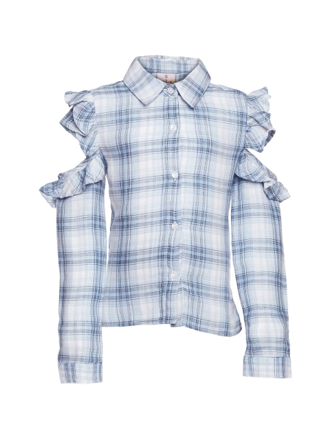 

Oxolloxo Girls Off-White & Blue Comfort Fit Checked Casual Shirt