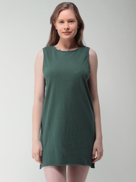

FOREVER 21 Women Green Solid T-shirt Dress