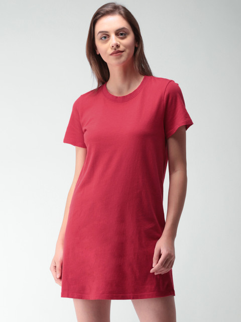 

FOREVER 21 Women Red Solid T-shirt Dress
