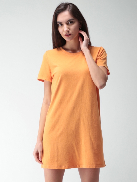 

FOREVER 21 Women Orange Solid T-shirt Dress