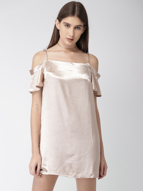 

FOREVER 21 Women Gold-Toned Solid A-Line Dress