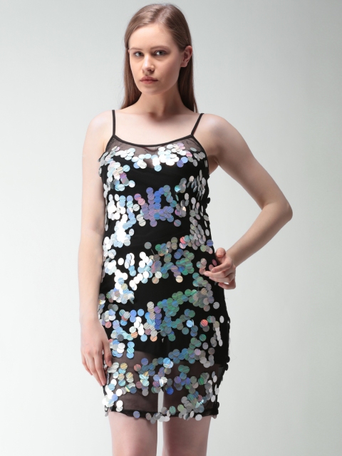 

FOREVER 21 Women Black Embellished Sheath Dress