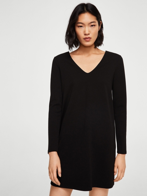 

MANGO Women Black Solid Sheath Dress