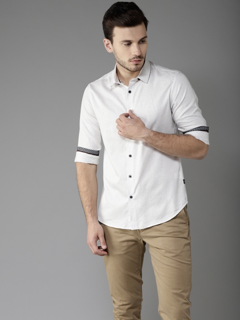 

Flying Machine Men White Comfort Slim Fit Printed Casual Shirt