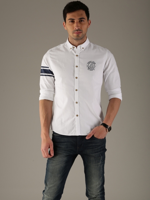

Flying Machine Men White Comfort Slim Fit Solid Casual Shirt
