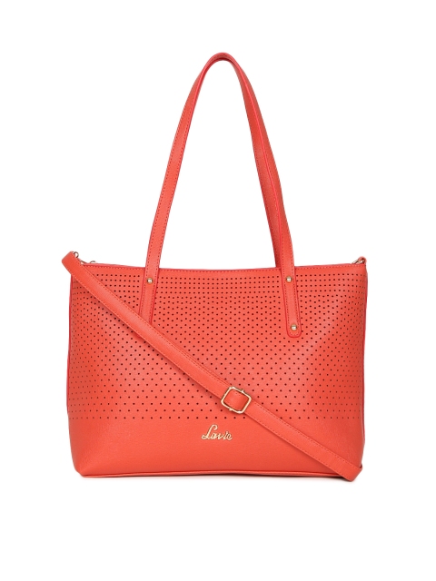 

Lavie Coral Red Solid Shoulder Bag with Cut-Out Detail