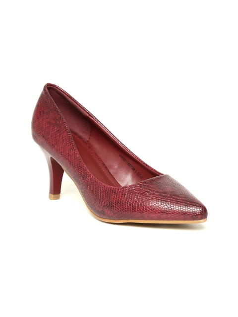 

Van Heusen Women Wine-Coloured Snakeskin Textured Pumps, Burgundy