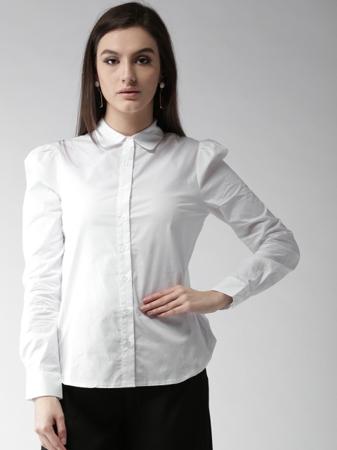 

FOREVER 21 Women White Solid Casual Shirt