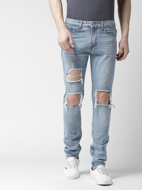 

FOREVER 21 Men Blue Mid-Rise Highly Distressed Jeans