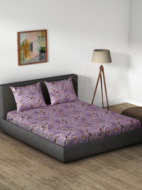 

CORE Designed by SPACES Lavender 104 TC Cotton 1 Queen Bedsheet with 2 Pillow Covers
